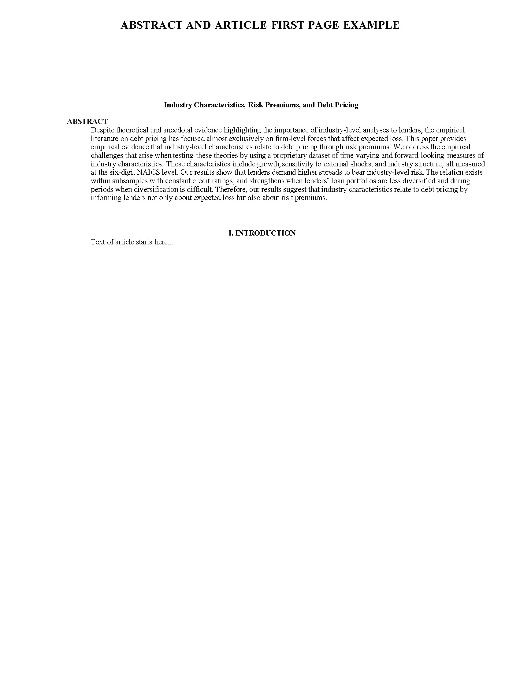 Abstract and article first page example